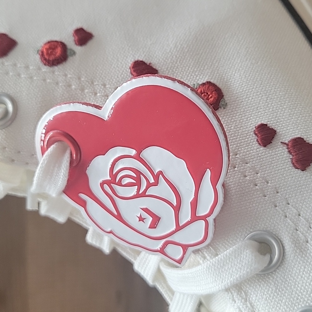 Converse White and Red High-Top Sneakers - Picture 8 of 12